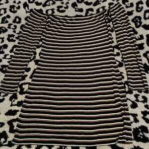 Garage striped off the shoulder long sleeve dress